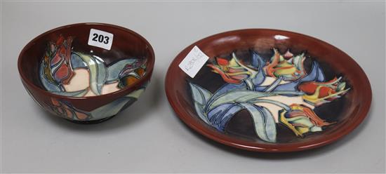 A Moorcroft bowl and dish